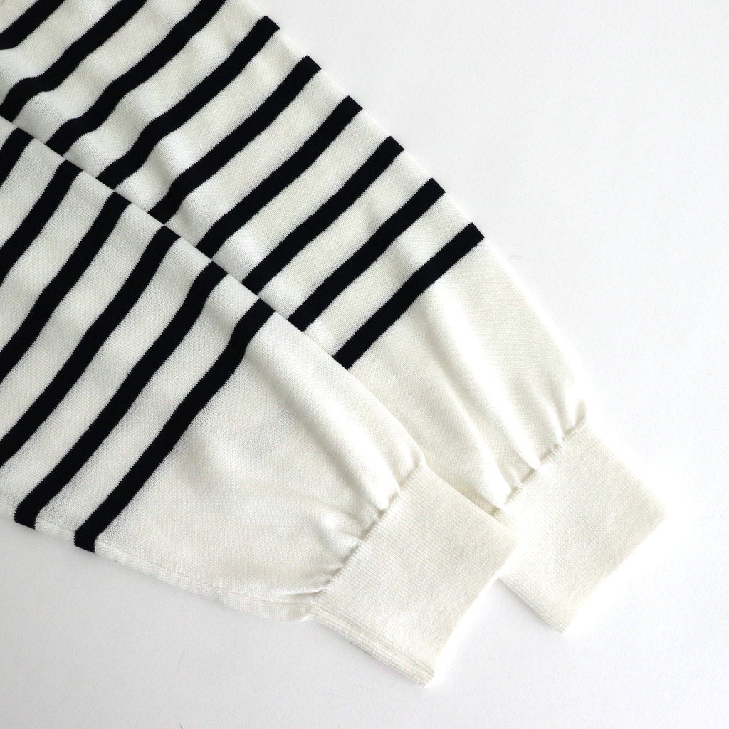 Sailor Silk Open-collar Knit #White-Navy [AOESKN015]