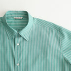 SUPER FINE WOOL STRIPE SHIRT #GREEN STRIPE [A25SS01WW]