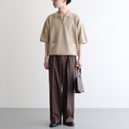 HIGH WAIST BELTED PANTS #BROWN [YK21AW0255P]