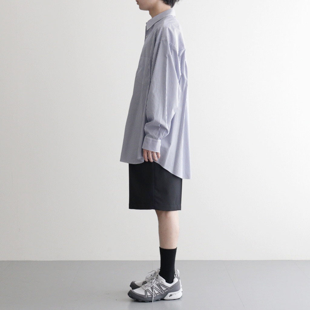 Broad Stripe L/S Oversized Regular Collar Shirt #BLUE STRIPE [GM254-50022STB]
