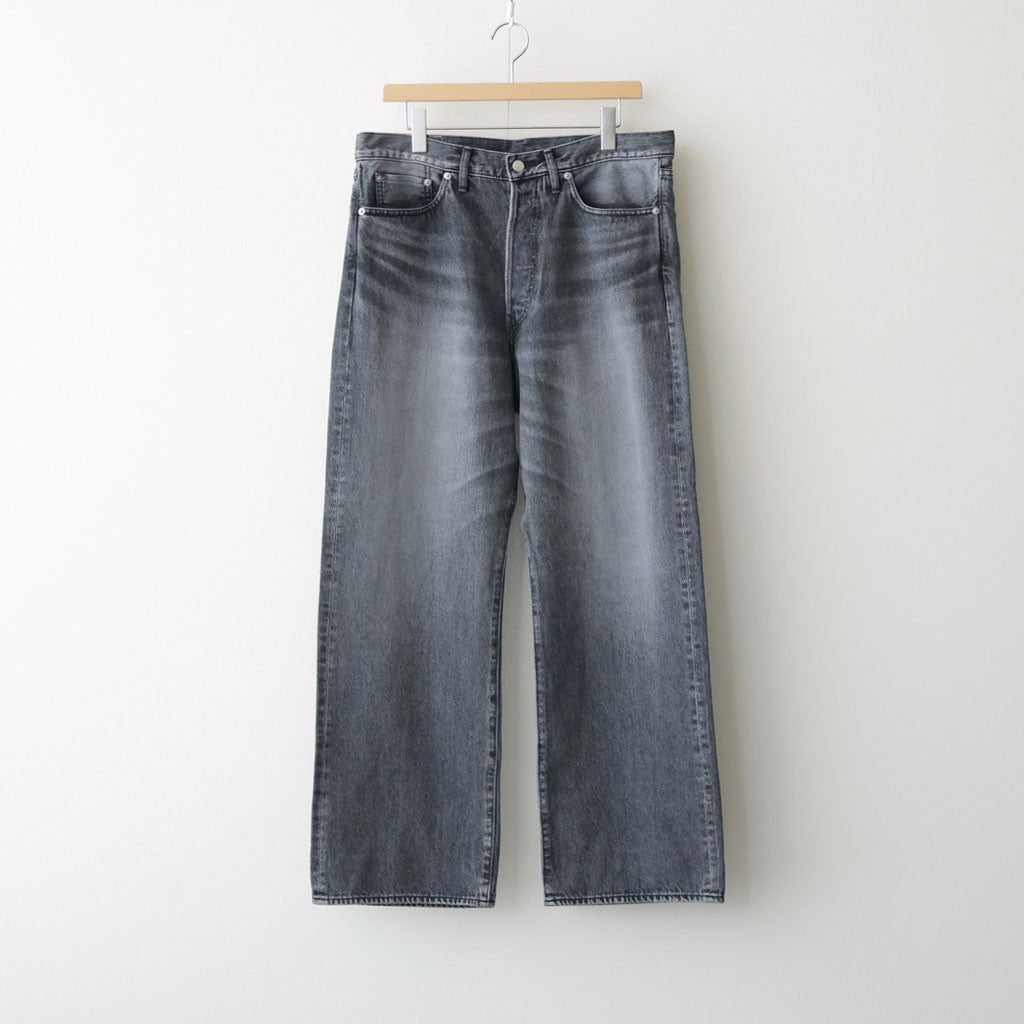 Selvage Denim Five Pocket Wide Straight Pants #BLACK LIGHT FADE [GU263-40059LB]