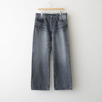Selvage Denim Five Pocket Wide Straight Pants #BLACK LIGHT FADE [GU263-40059LB]
