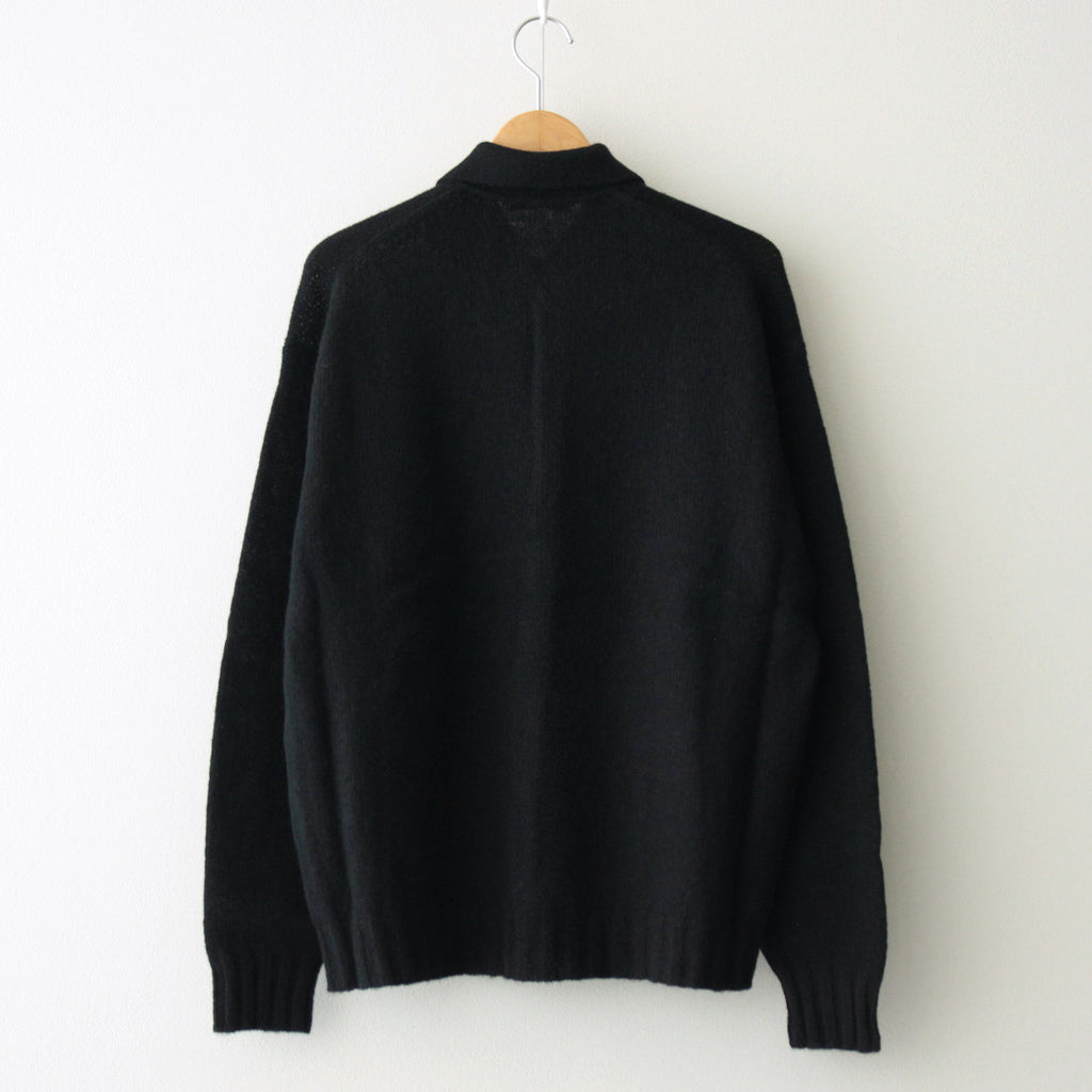 SHETLAND WOOL CASHMERE KNIT CARDIGAN #BLACK [A24AS01SC]