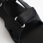 SOFT LEATHER DOUBLE STRAP SANDALS #BLACK [A26SS12QD]