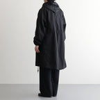 綿麻ツイル 製品洗い モッズコート #BLACK [HQ-C002-051]