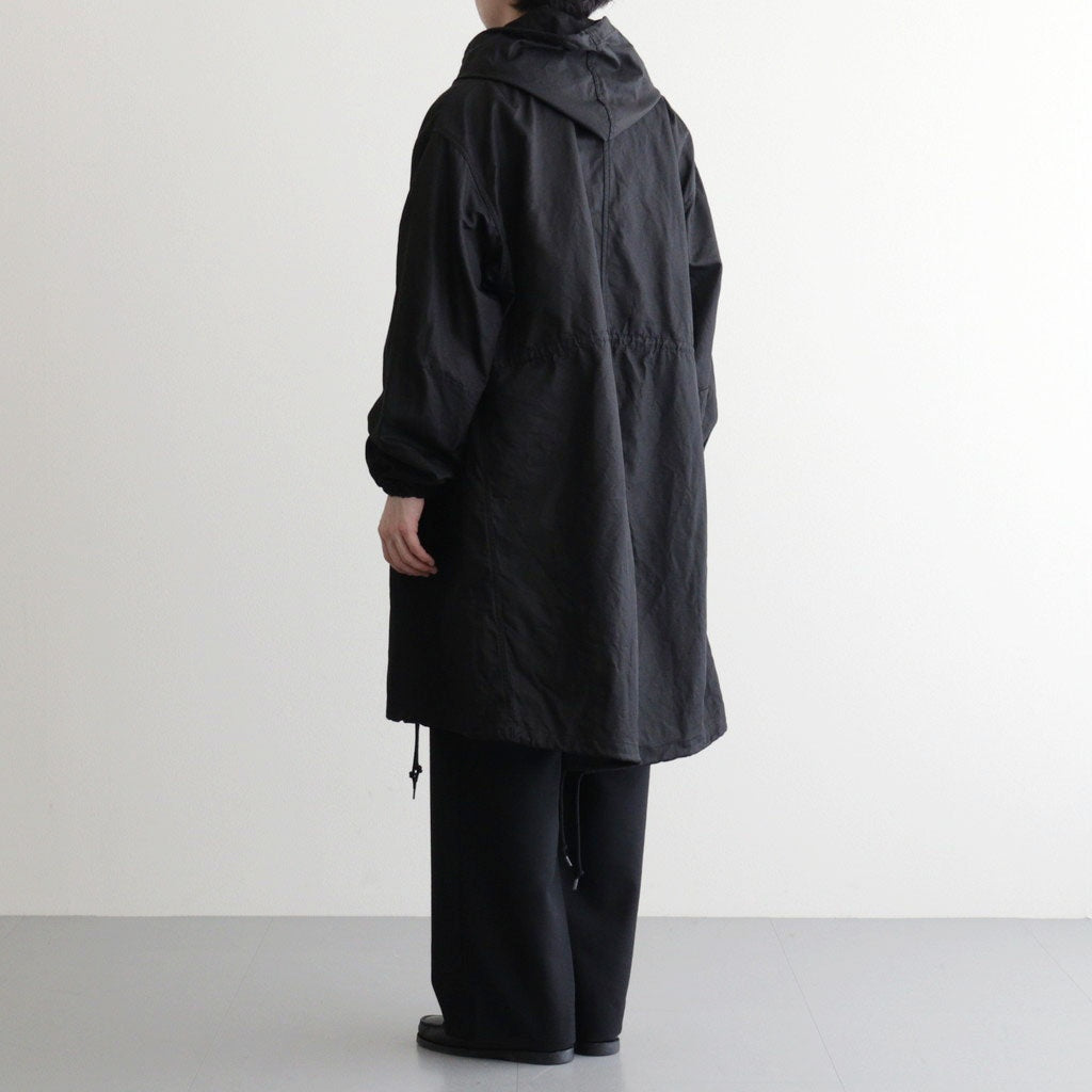 綿麻ツイル 製品洗い モッズコート #BLACK [HQ-C002-051]
