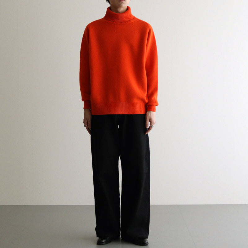 EXTRA FINE WOOL WARM KNIT TURTLE NECK LS #ORANGE [ST.989