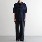 COTTON SILK VIERA LOOSE FIT HALF SLEEVE SHIRT #NAVY [BLAGLM0206]