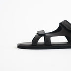 SOFT LEATHER DOUBLE STRAP SANDALS #BLACK [A26SS06QD]