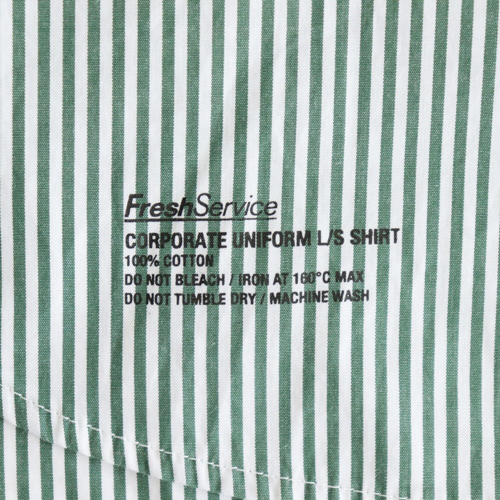 CORPORATE UNIFORM L/S SHIRT #GREEN STRIPE [FSC253-50105B]