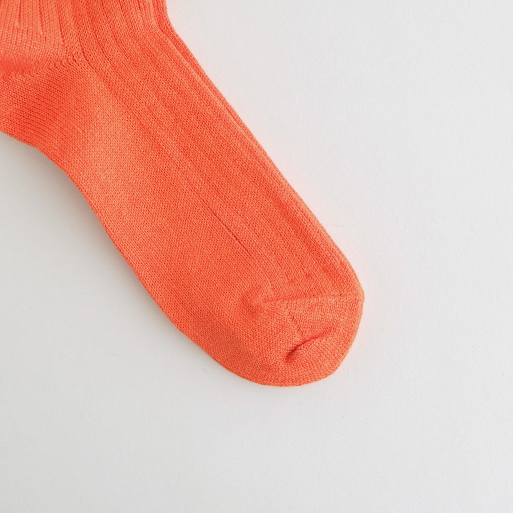 LINEN COTTON RIBBED CREW SOCKS #ORANGE RED [R1461-SS26]