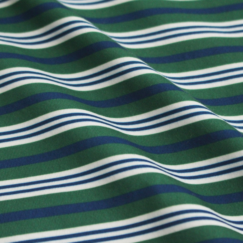 W's TECH DRAWSTRING MULTI BORDER L/S TEE #GREEN / BLUE [BE-34024L]