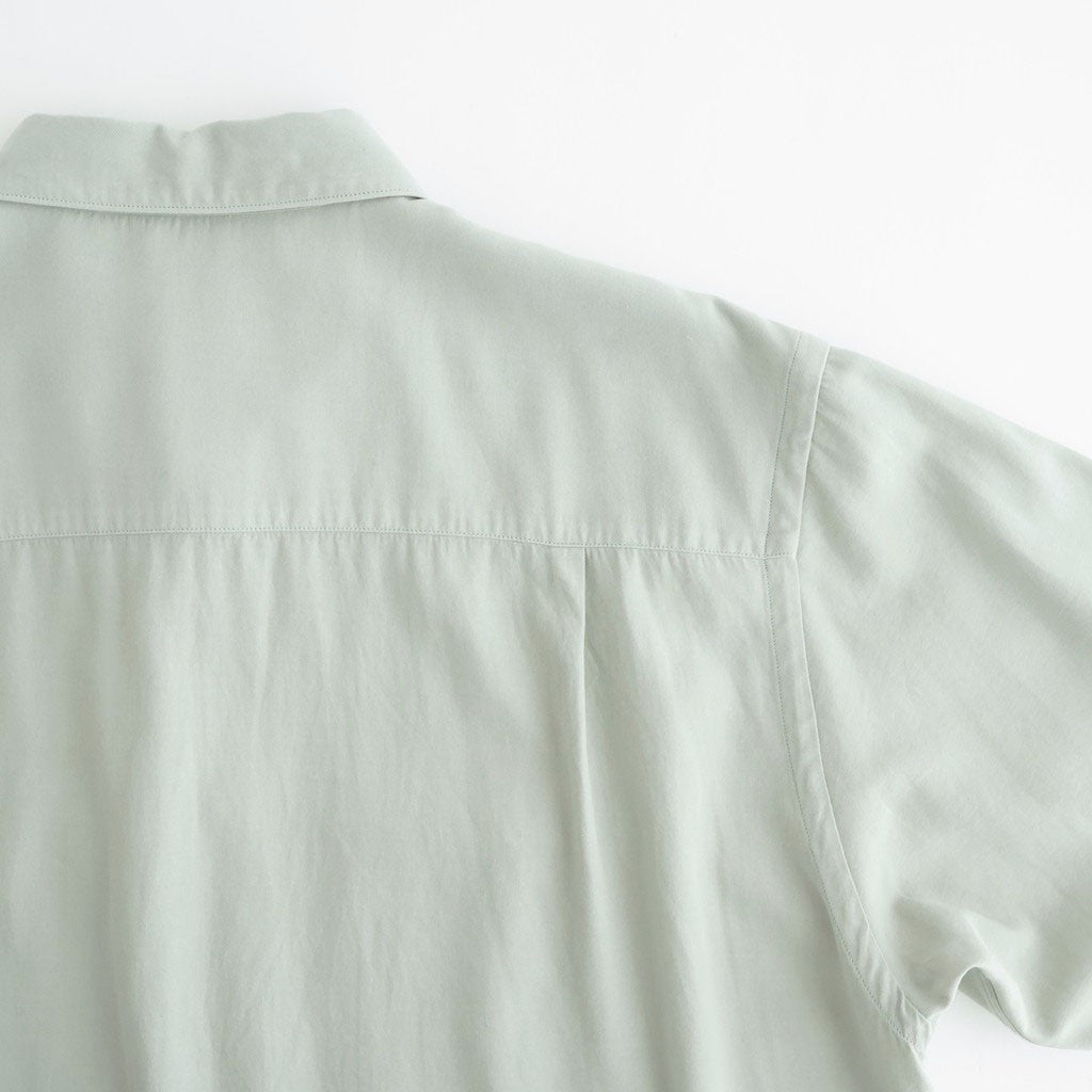 COTTON SILK VIERA LOOSE FIT HALF SLEEVE SHIRT #GREEN [BLAGLM0206]