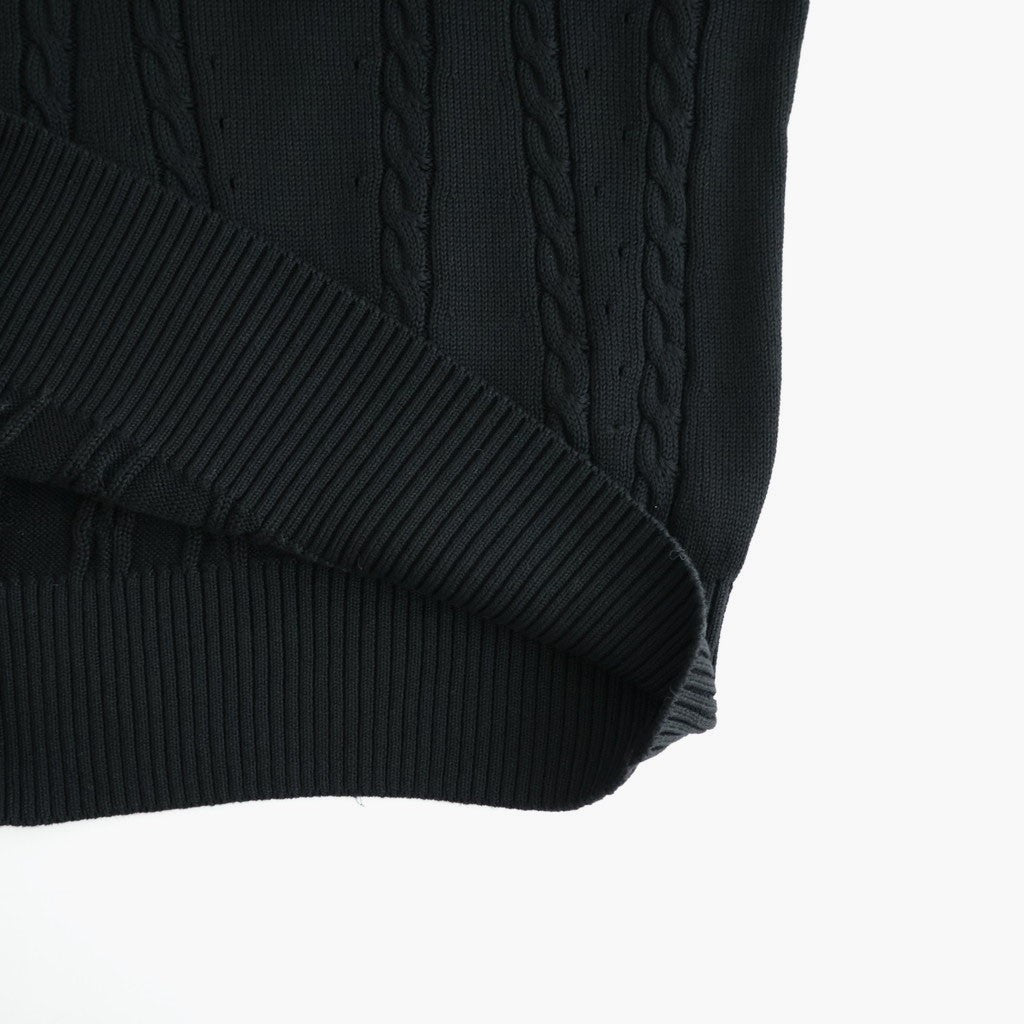 Fluid Cable-Knit V-neck Sweater #Black [YK26FW01373S]
