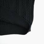 Fluid Cable-Knit V-neck Sweater #Black [YK26FW01373S]