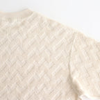 綿パイルジャカード格子柄トップス #OFF WHITE [HO-T013-051]