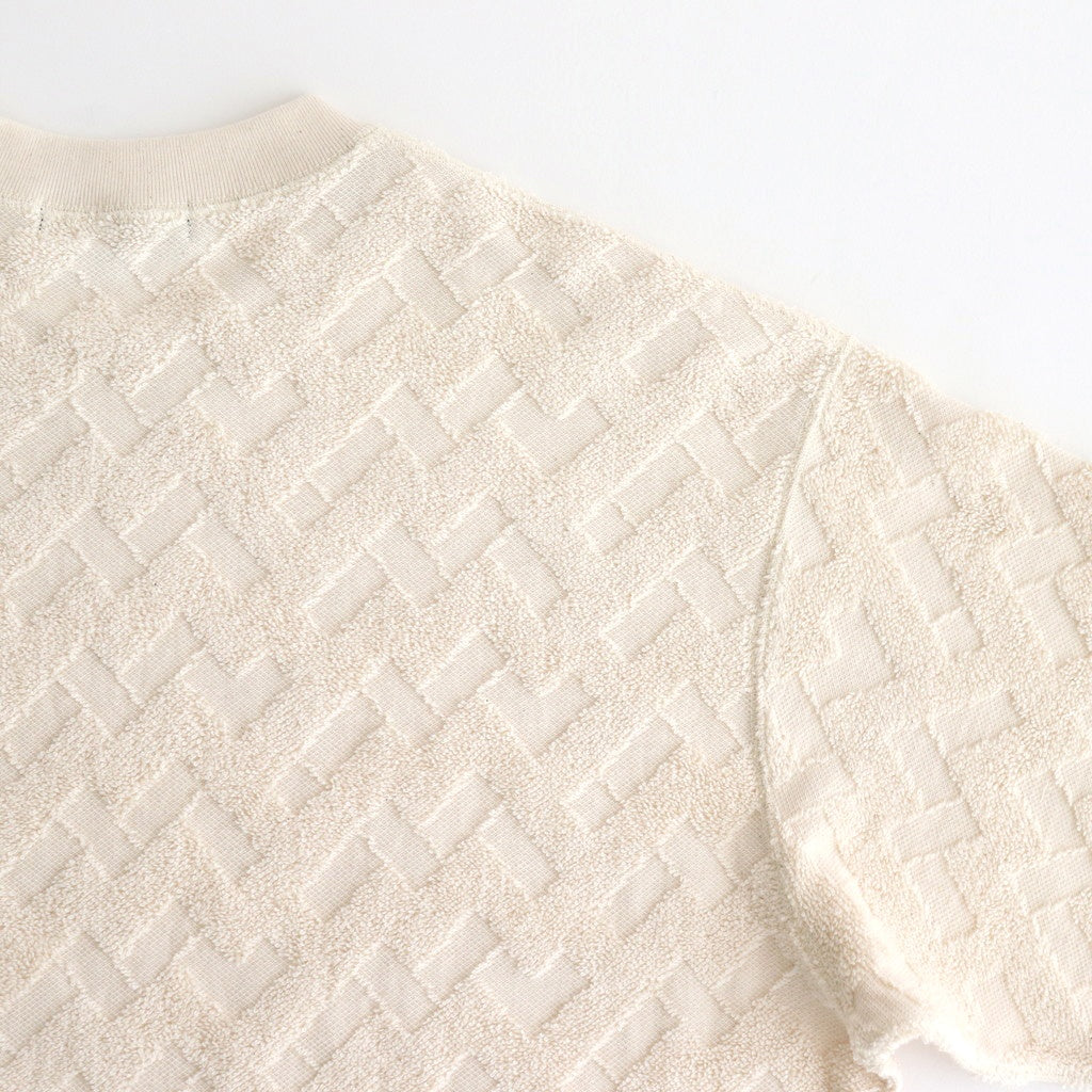 綿パイルジャカード格子柄トップス #OFF WHITE [HO-T013-051]