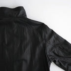 REVERSIBLE WOOL TWISTED TWILL / SHEEP LEATHER HALF COAT #BROWN CHAMBRAY × BLACK [A26AC01AN]