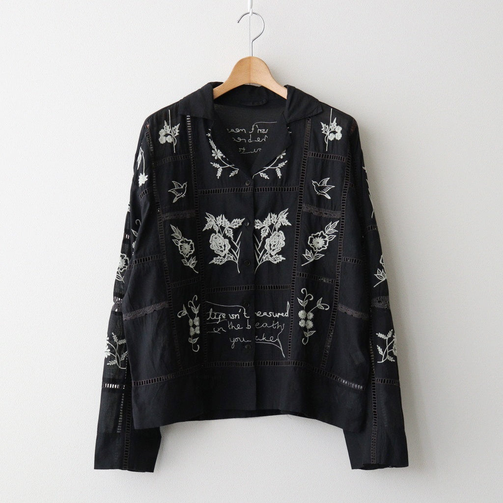 Embroidery Patchwork Shirts #BLK [12610428]