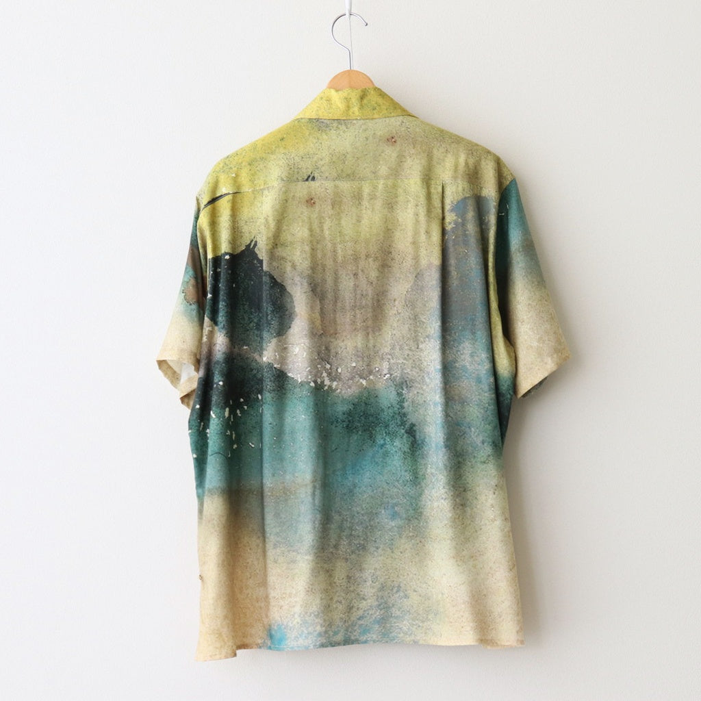 LANDSCAPE PRINTED OPEN COLLAR SHIRT #YELLOW [YK25SS0933SH]