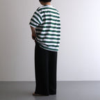 W's TECH DRAWSTRING BORDER S/S TEE #WHITE / GREEN [BE-36024L]