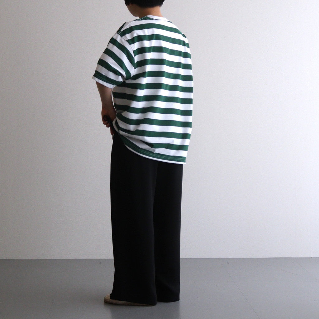 W's TECH DRAWSTRING BORDER S/S TEE #WHITE / GREEN [BE-36024L]