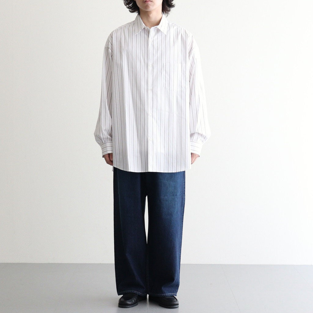 SIDOGRAS Brown Stripe L/S Oversized Regular Collar Shirt #WHITE [GM263-50345]