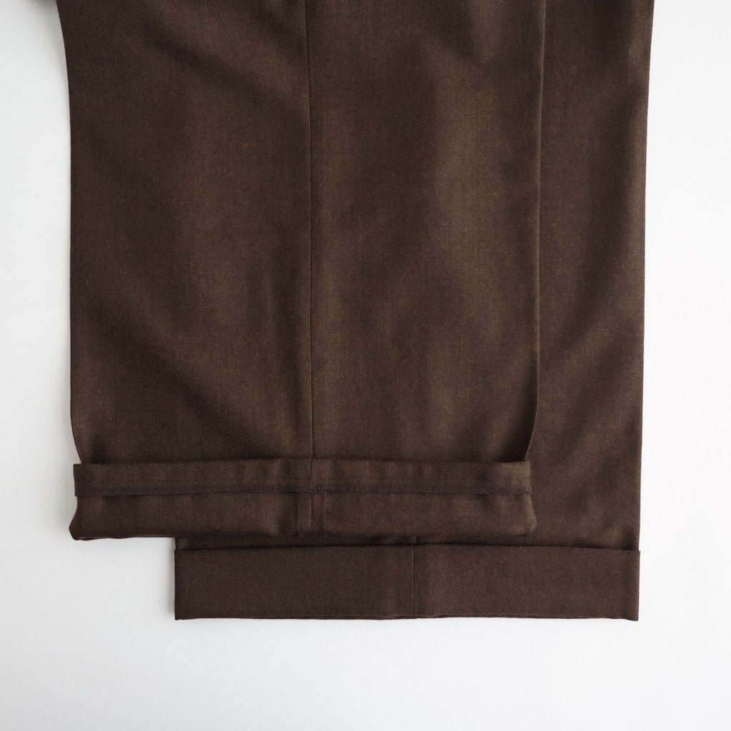 ウールサージ ワンタックトラウザーズ #BROWN [WR-P031-051]