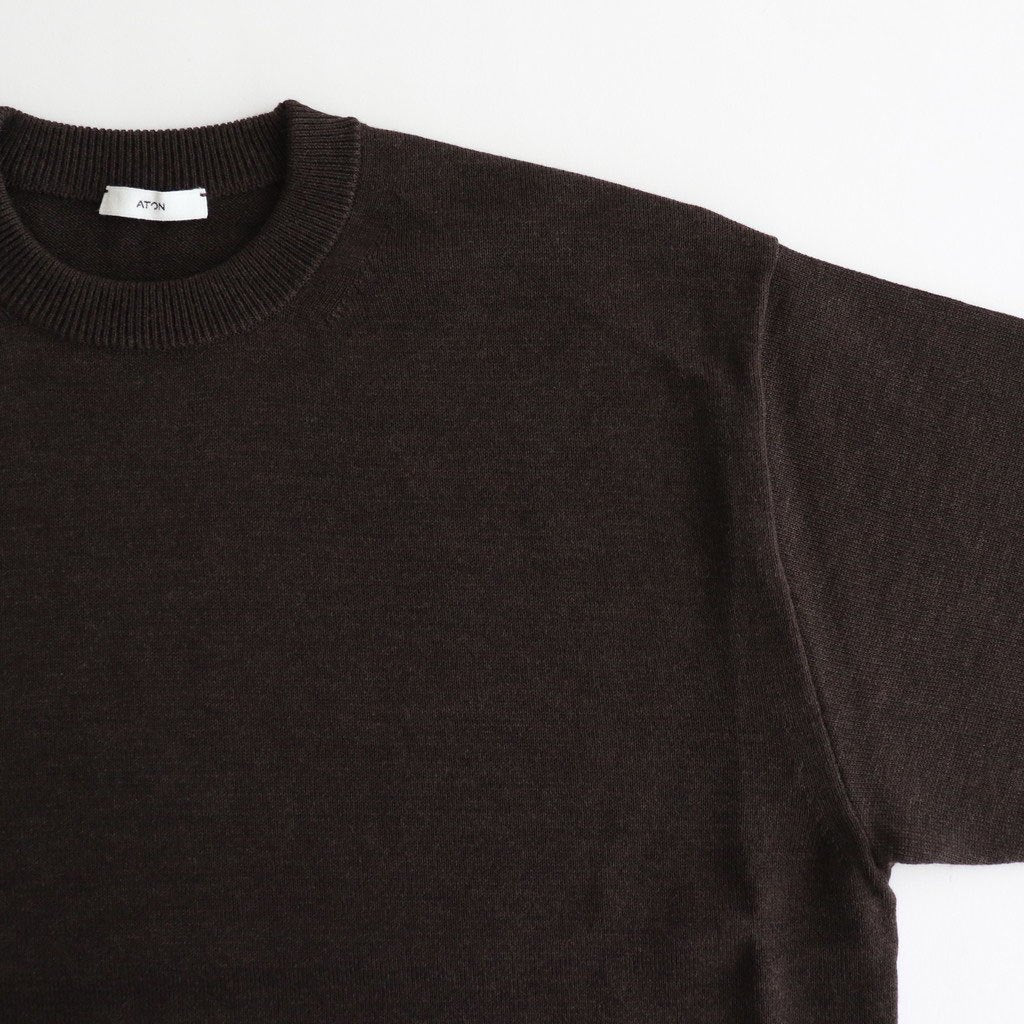 WOOL WASHI CREWNECK SWEATER #BROWN TOP [KRAGGW0102]