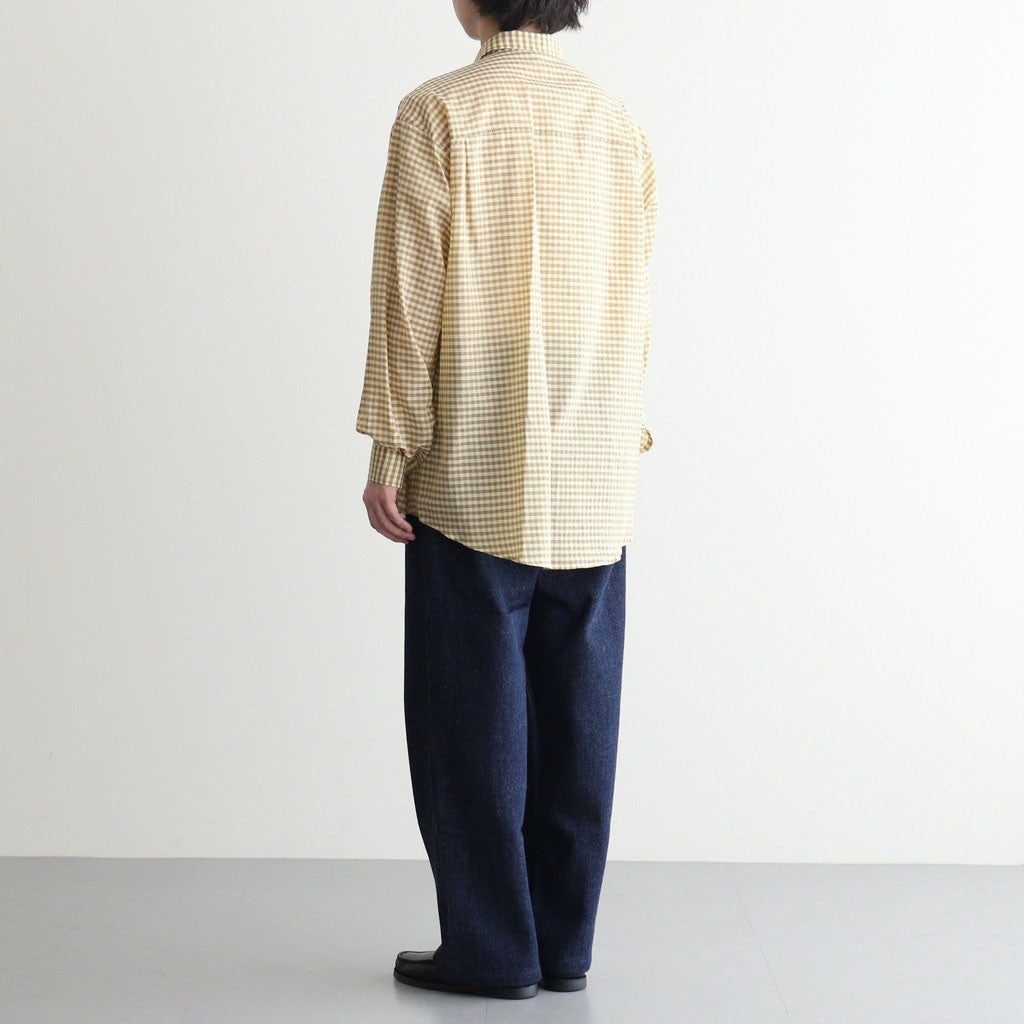 AIRY LIGHT COTTON CHECK BIG SHIRT #MUSTARD GINGHAM CHECK [A26SS01GC]