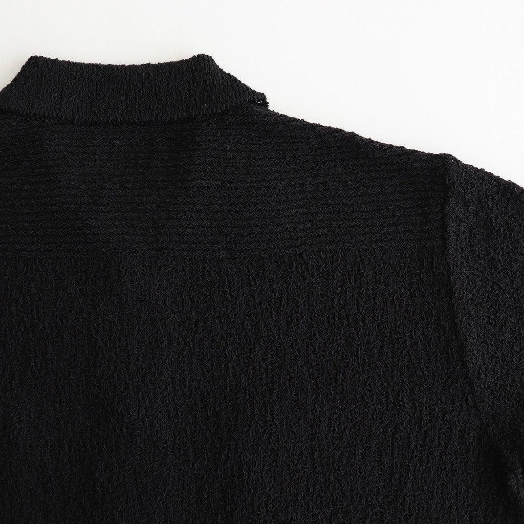COTTON SHEER KNIT OPEN COLLAR SHIRT #BLACK [YK25SS0964S]