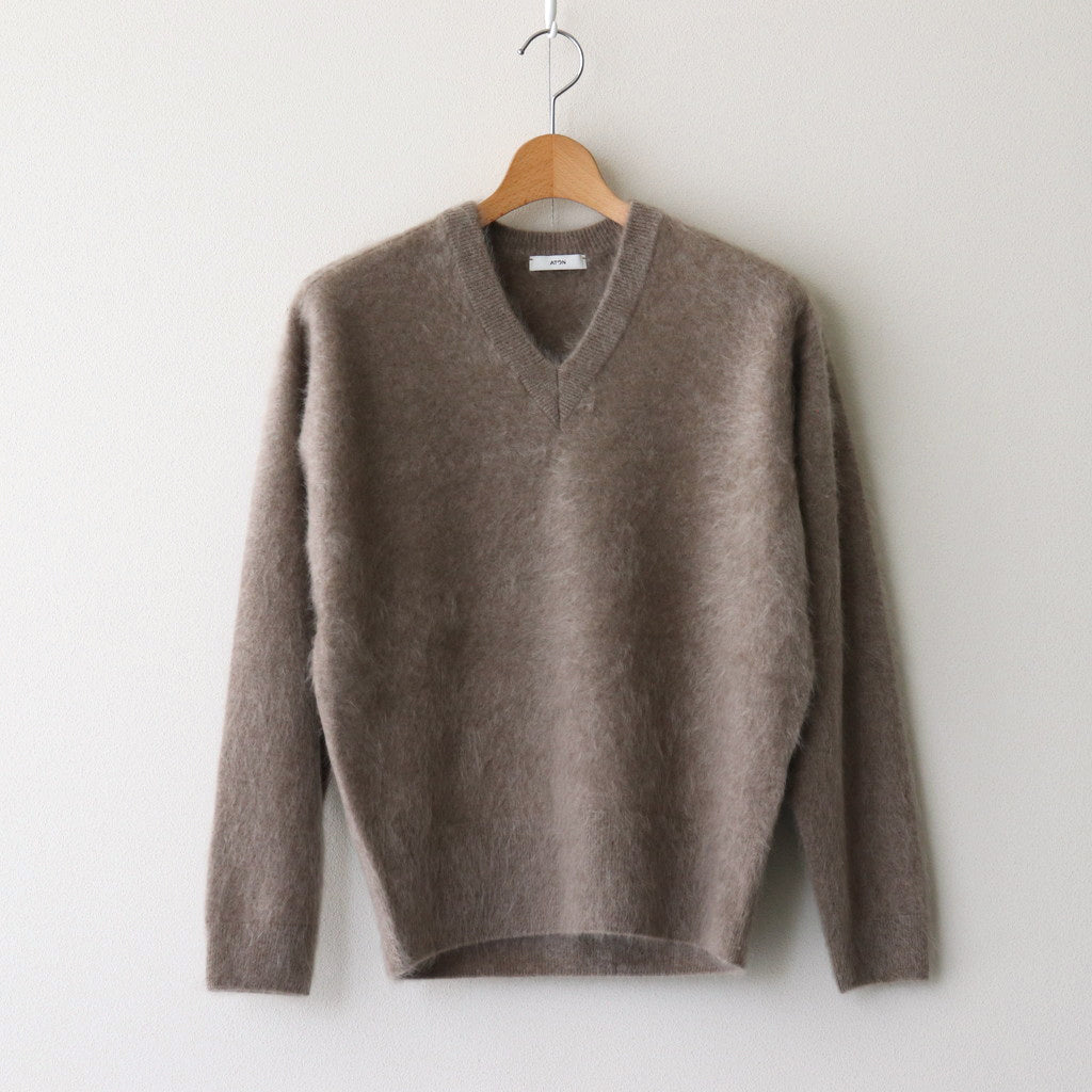 ROYAL CASHMERE FUR V-NECK SWEATER #TOP BEIGE [KRAGCW0910]