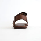SOFT LEATHER DOUBLE STRAP SANDALS #BROWN [A26SS12QD]