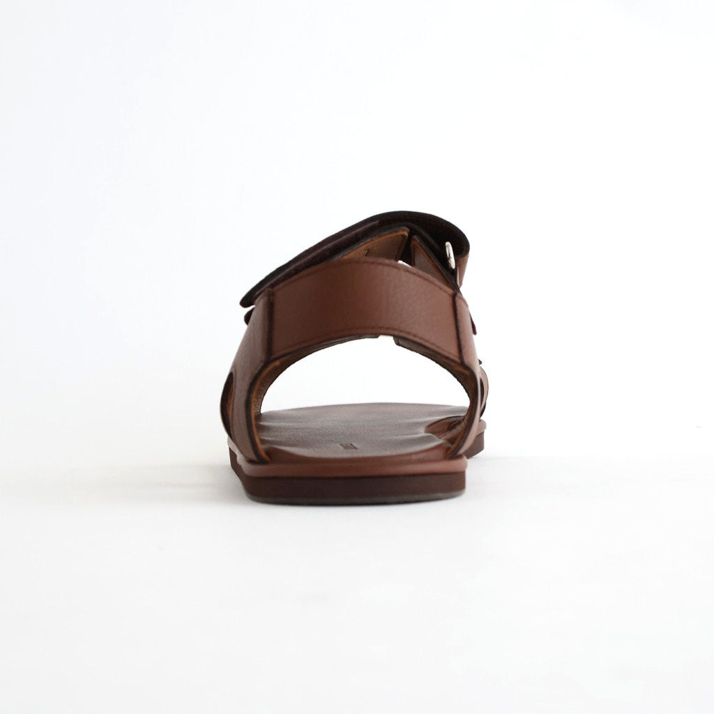 SOFT LEATHER DOUBLE STRAP SANDALS #BROWN [A26SS12QD]