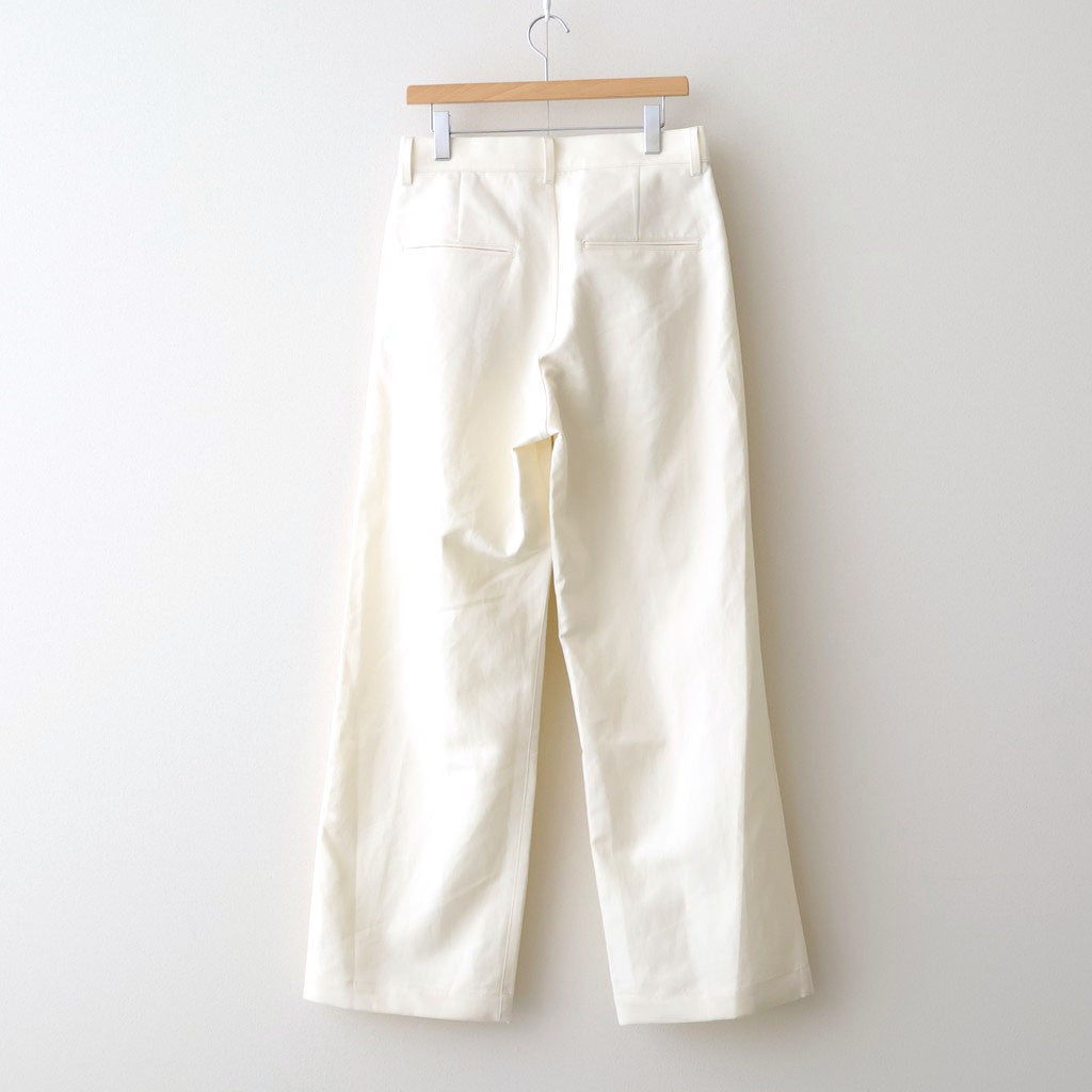 DOUBLE WEAVE COTTON ONE TUCK WIDE PANTS #CREAM [ST.1398]