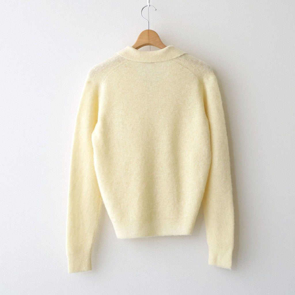 BABY SURI ALPACA SHEER KNIT SKIPPER POLO #ECRU [A26AP04AK]