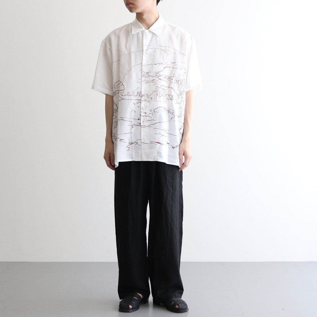 EMBROIDERY OPEN COLLAR SHIRT #WHITE [YK25SS001004SH]