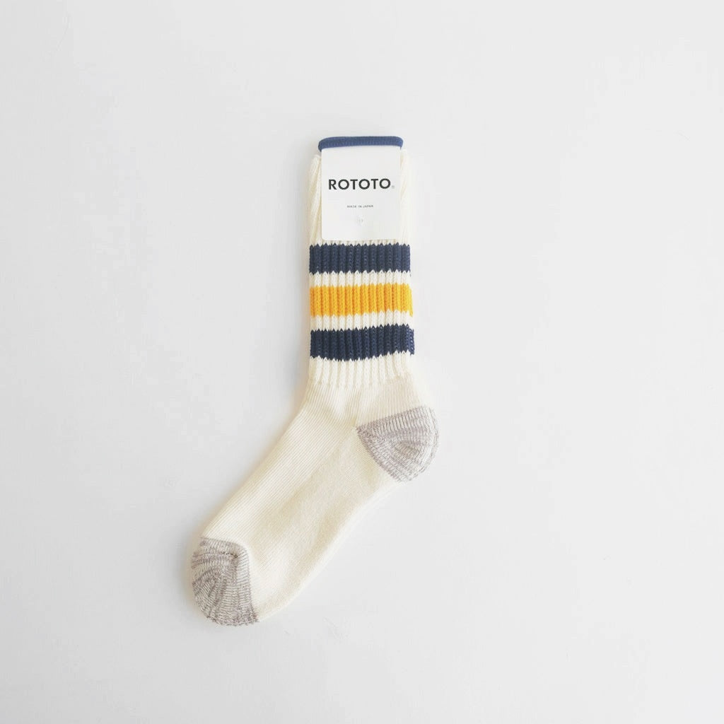 COARSE RIBBED OLDSCHOOL CREW SOCKS #NAVY/YELLOW [R1255-SS26]