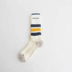 COARSE RIBBED OLDSCHOOL CREW SOCKS #NAVY/YELLOW [R1255-SS26]