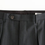 BLUEFACED WOOL TWO-TUCK SLACKS #CHARCOAL NAVY STRIPE [A26AP04BS]