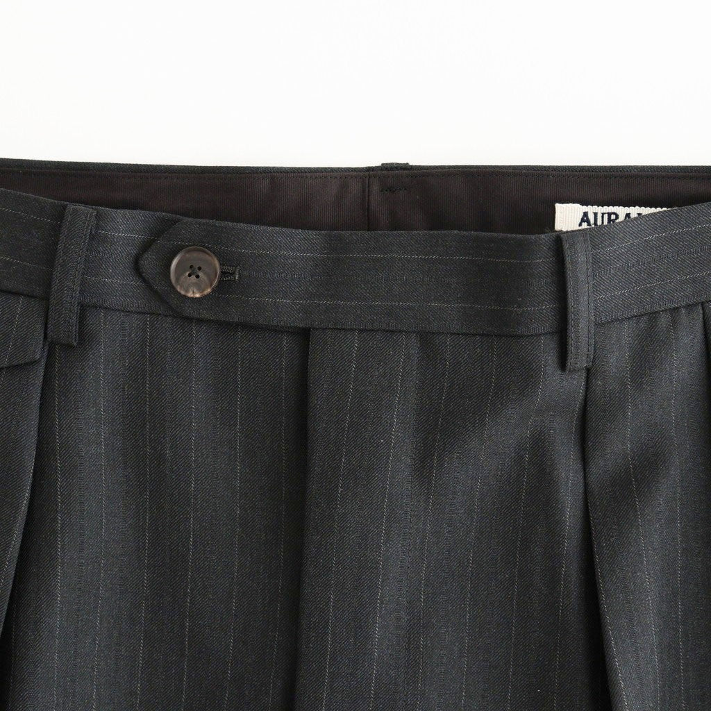 BLUEFACED WOOL TWO-TUCK SLACKS #CHARCOAL NAVY STRIPE [A26AP04BS]