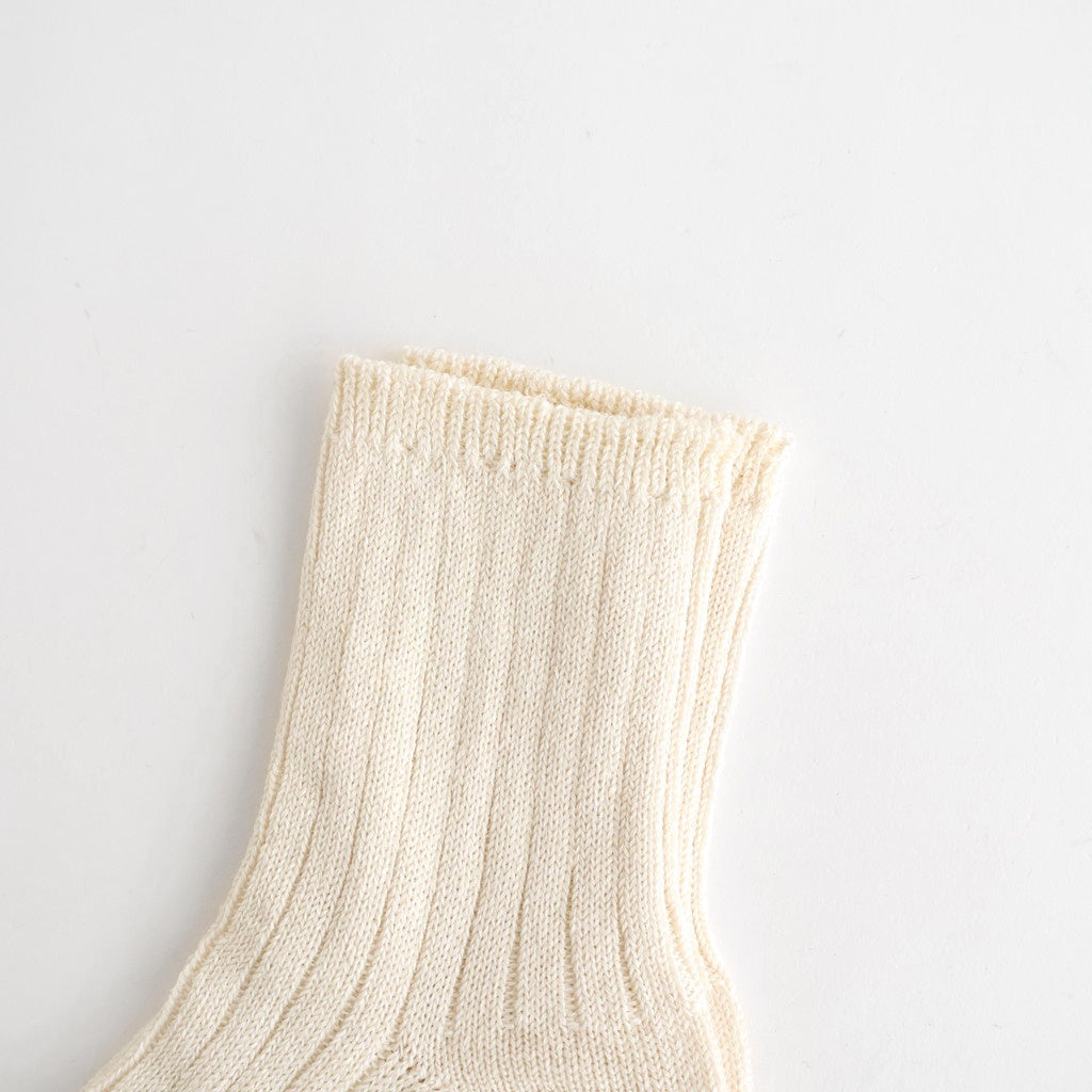 LINEN COTTON RIBBED ANKLE SOCKS #ECRU [R1462-SS26]