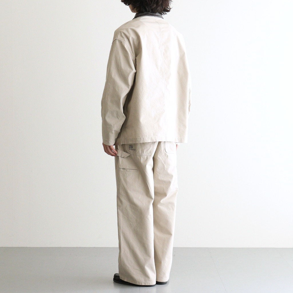 COTTON CANVAS LEATHER COLLAR WORK JACKET #BEIGE [FSC263-30032]