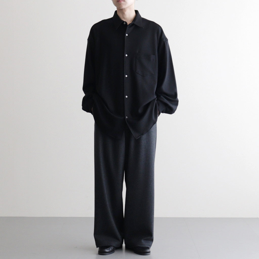 Wool Smooth Flannel Oversized Regular Collar Shirt #BLACK [GU253-50221B]