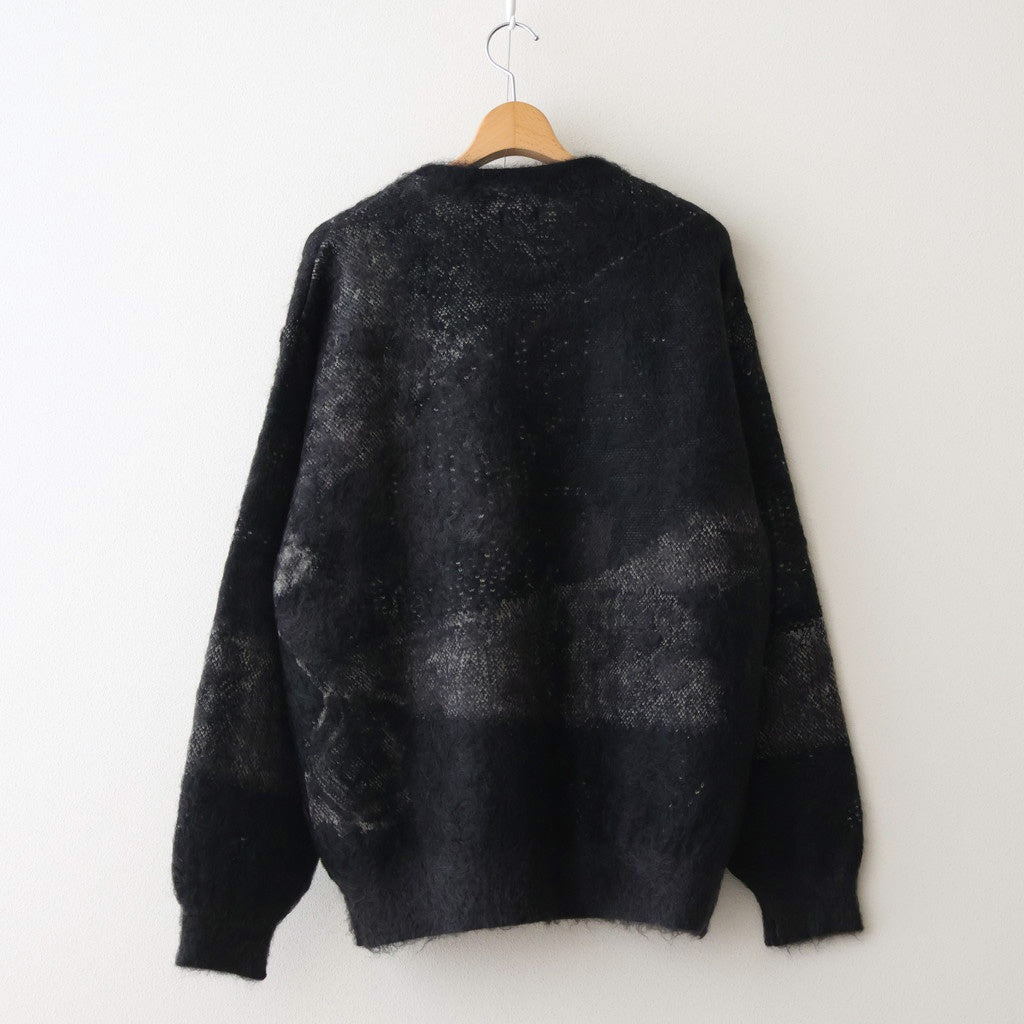 Abstract Jaquard Mohair Cardigan #BLACK [YK26SS01235S]