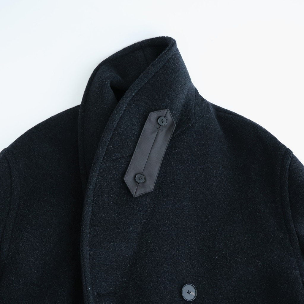 WOOL HERRINGBONE SHAWL COLLAR COAT #DARK CHARCOAL [A26AC02WH]