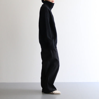 3/4 FRONT ZIP HIGHNECK RIB SWEATER #BLACK [YK24FW0829S]