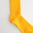 LINEN COTTON RIBBED CREW SOCKS #SUN YELLOW [R1461-SS26]