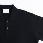 EXTRA FINE WOOL KNIT POLO LS #BLACK [ST.1477]