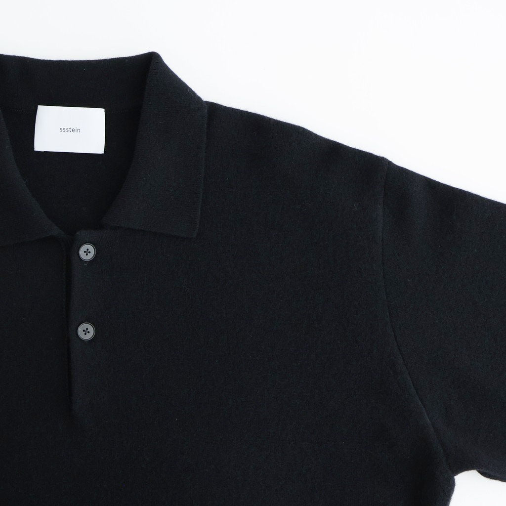 EXTRA FINE WOOL KNIT POLO LS #BLACK [ST.1477]